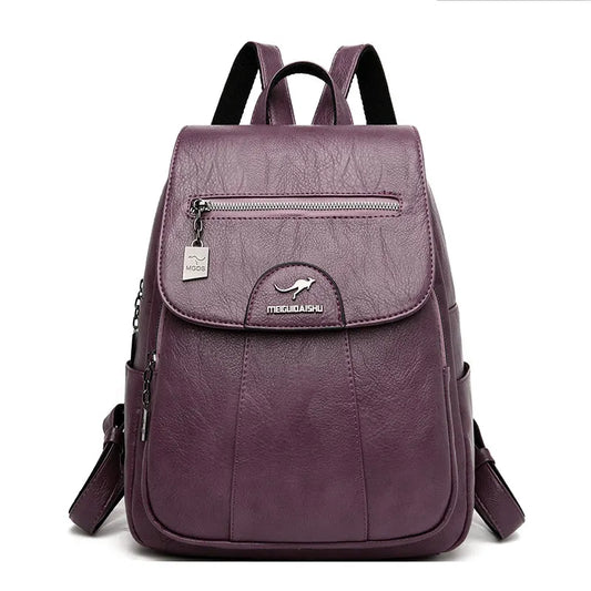 Zaini vintage da donna in morbida pelle, disponibili in 5 colori. Perfetti per scuola o viaggi.
