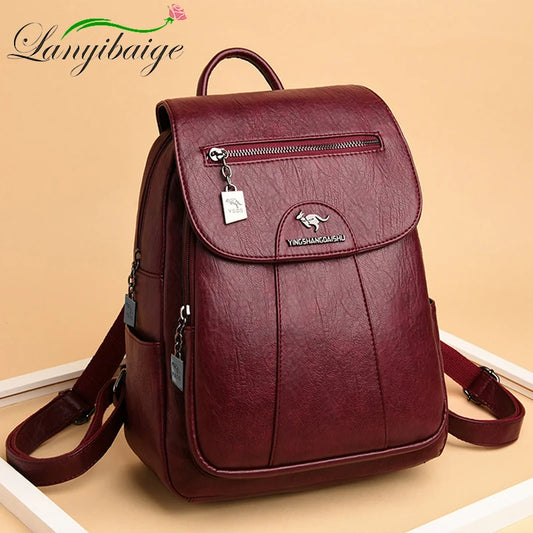 Zaini vintage da donna in morbida pelle, disponibili in 5 colori. Perfetti per scuola o viaggi.