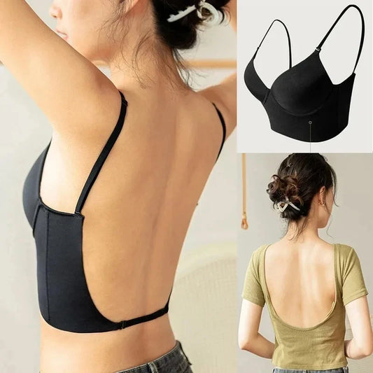 Reggiseno Push-Up senza cuciture senza schienale con scollo profondo a forma di U nel 2024. Lingerie sexy e moderna.
