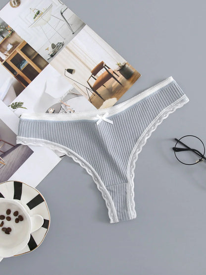 Cinque slip di cotone da donna perizoma a vita bassa, traspiranti e sexy, in colori solidi.
