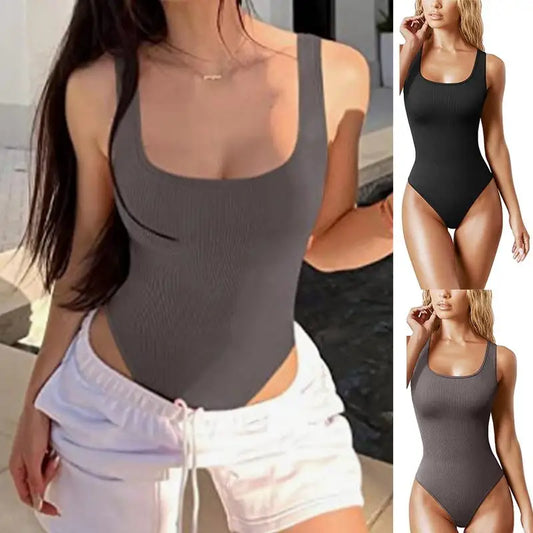 Women's soft scoop neck body shaper thong panties flat tummy corset sexy thong shapewear.