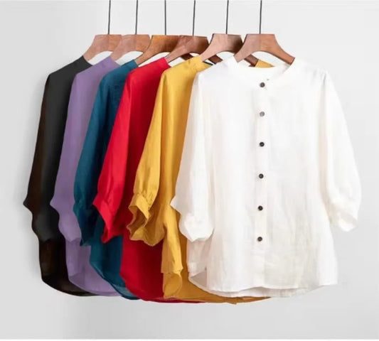 T-shirt estive oversize per donna in cotone e lino, ideali per un look casual e fresco.
