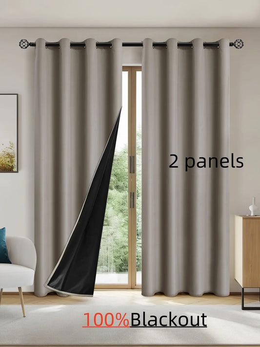 2pcs 100% Durable Blackout Curtains for Bedroom and Living Room. UV Protection with Elegant Design.
