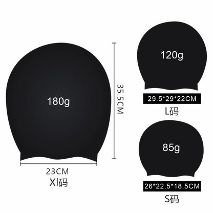 Cuffia da nuoto extra large in silicone per capelli lunghi, unisex e ad alta elasticità con copertura per orecchie.