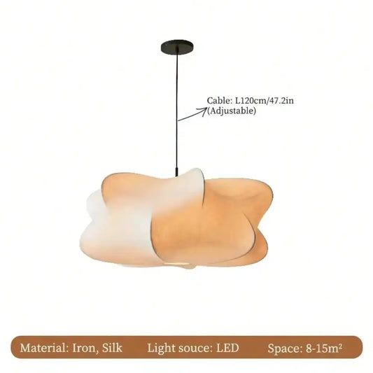 Modern silk chandelier for living room, shop, bar, parlor. Elegant home decoration with E27 socket.