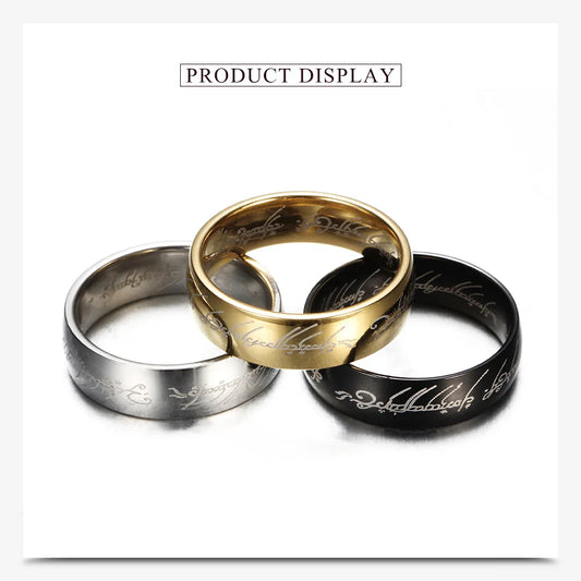 Il Signore degli Anelli in Acciaio Inossidabile Punk da Uomo 6MM Anello da Dito Coppia di Moda Regalo di Gioielli