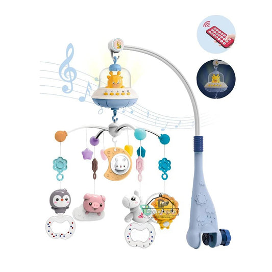 Musical Crib Mobile with Lights and Music Projection, Remote Control Baby Furniture and Crib Toys.
