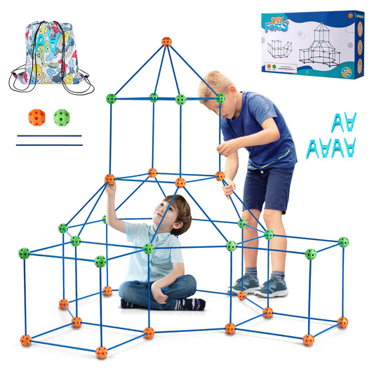 VEVOR Play Tent Building Blocks Kit with 80 Pieces Rods and 40 Pieces Balls to Give Kids Creativity.