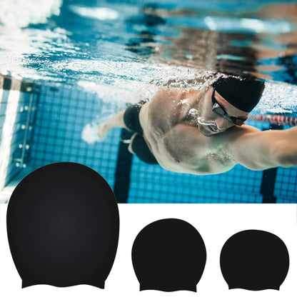 Cuffia da nuoto extra large in silicone per capelli lunghi, unisex e ad alta elasticità con copertura per orecchie.