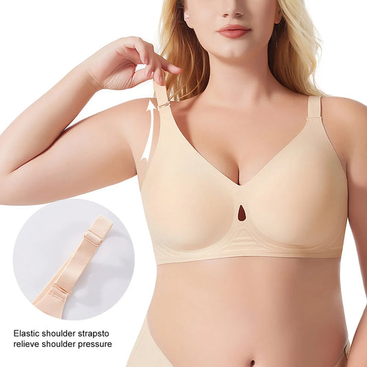 Reggiseno senza cuciture alla moda giapponese, comodo e senza fili, con coppe lucide e senza ferretto. Lingeries.