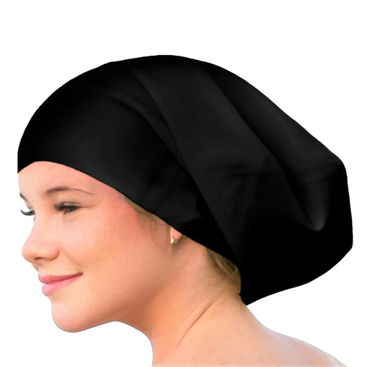 Cuffia da nuoto extra large in silicone per capelli lunghi, unisex e ad alta elasticità con copertura per orecchie.