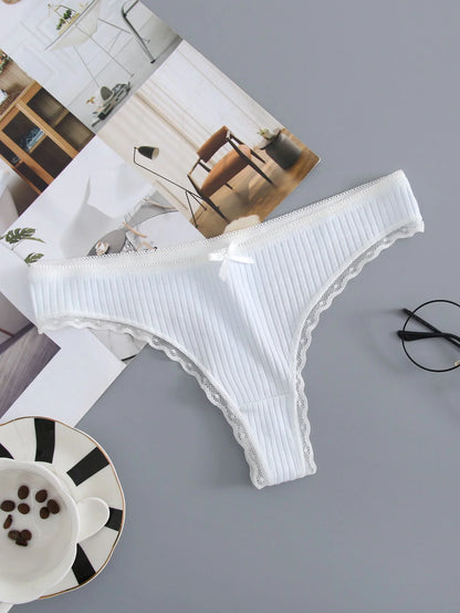 Cinque slip di cotone da donna perizoma a vita bassa, traspiranti e sexy, in colori solidi.