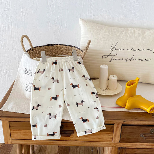 Pantaloni scozzesi alla moda Bambini Ragazzi Pantaloni sportivi larghi Casual Bambino Primavera Nuovo stile Pantaloni sottili semplici e versatili con stampa Abbigliamento esterno