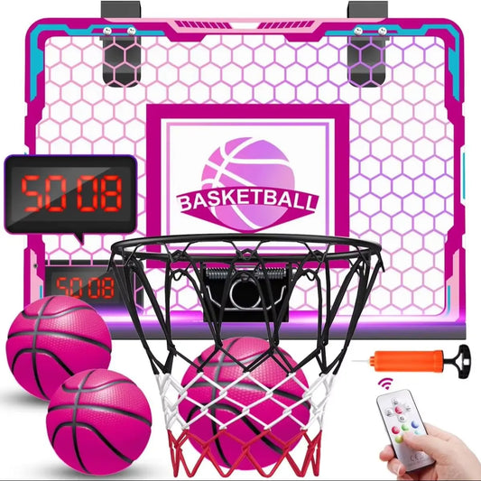 Mini Basketball Scoreboard with Colorful LED Light, Perfect Gift for Girls Ages 3 and Up.