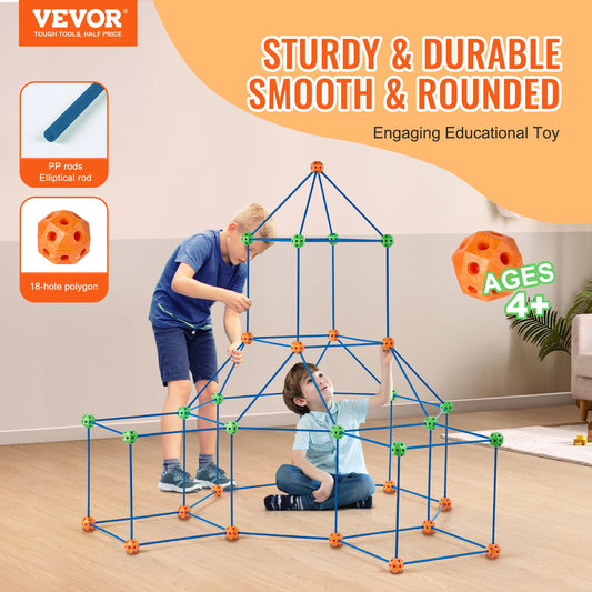 VEVOR Play Tent Building Blocks Kit with 80 Pieces Rods and 40 Pieces Balls to Give Kids Creativity.