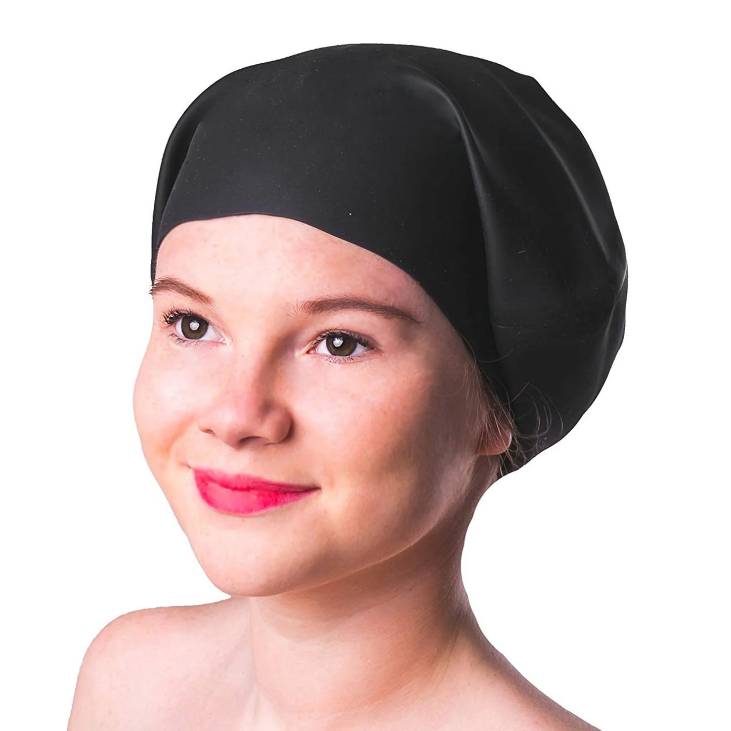 Cuffia da nuoto extra large in silicone per capelli lunghi, unisex e ad alta elasticità con copertura per orecchie.